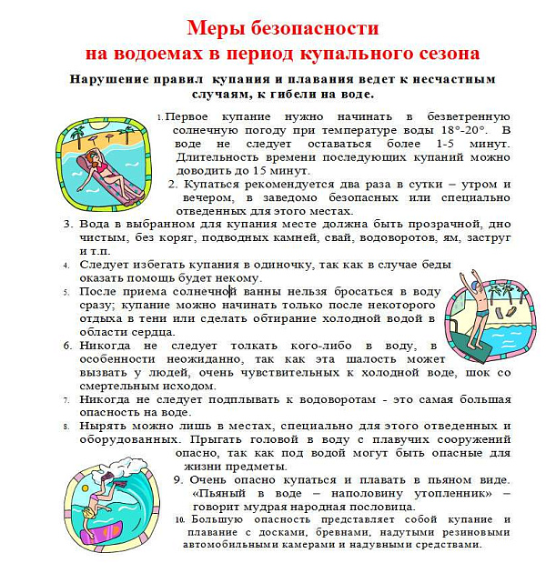 Меры безопасности на водоемах