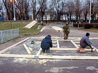 В Твери напротив здания ТвГТУ начали оборудовать купель для Крещенских купаний