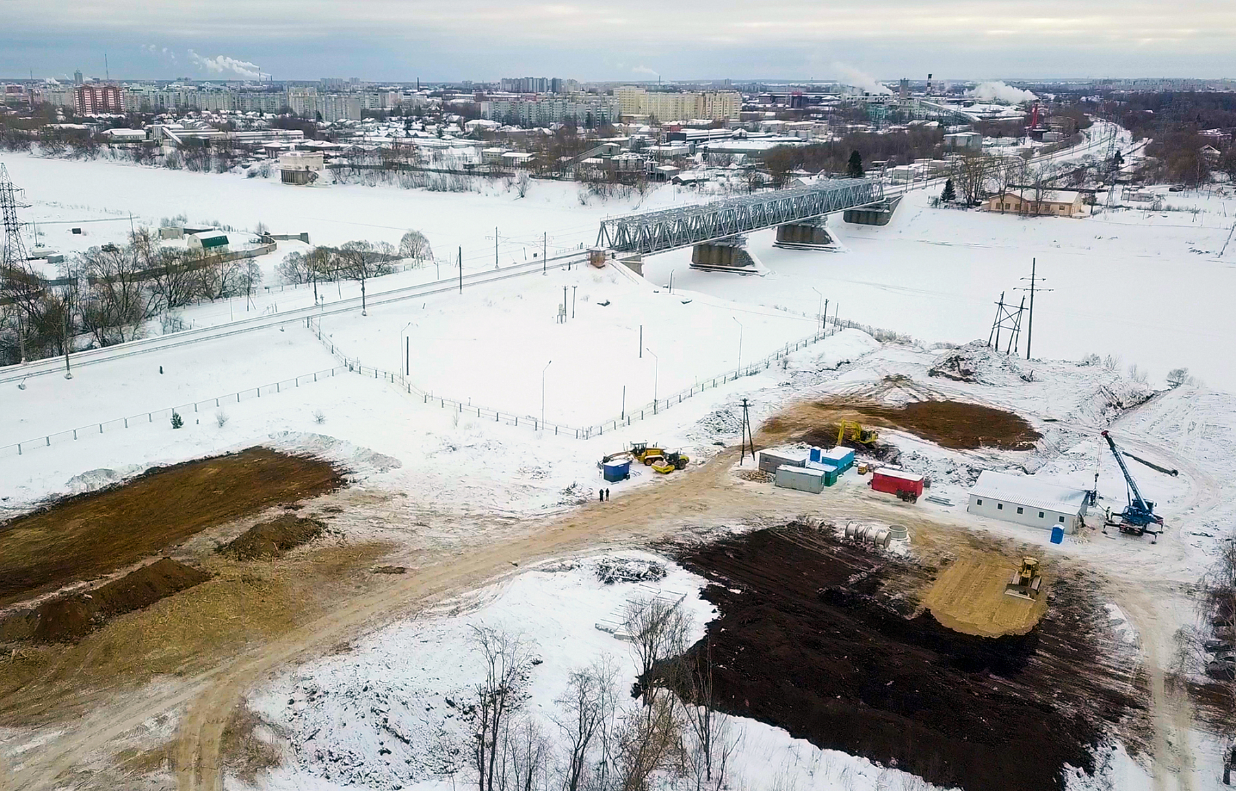 Строительство западного моста в твери