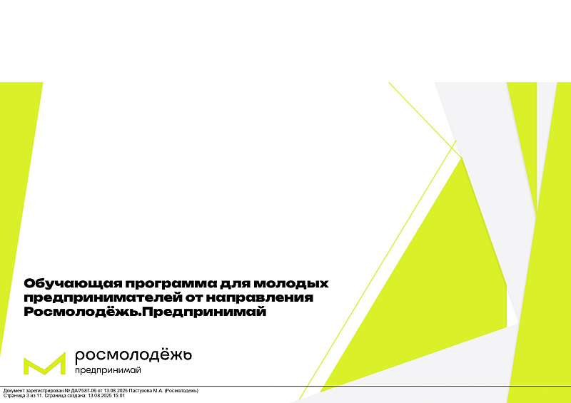  Всероссийская программа по развитию молодежного предпринимательства